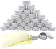 Wopanxye 30 pack 5 ml White Lip Balm Tin Cans, 5g Mini Aluminum Makeup Sample Containers with Screw Lid, Empty Metal Tins Pot Storage Travel Jars for Cosmetic, Cream, Candle, Tea, 5 Gram Small Tins