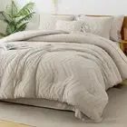 Comforter King Size Set with Sheets Beige - 7 Pieces Bed in a Bag King Chevro...