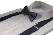 Boys Adjustable Gunmetal 65Cm Suspenders & Matching Bow Tie Set