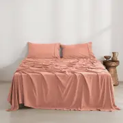 Dreamaker Superfine Washed Microfibre Sheet Set Pink Clay Double Bed