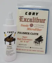 Cory 8 Ounce High Gloss Piano Polish & Excalibur Suede Microfiber Polisher Cloth