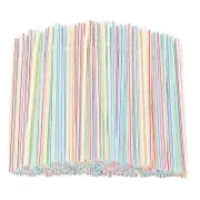 500pcs Plastic Drinking Straws 8 Inches Long Multi-Colored Striped Bedable A