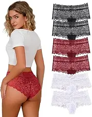 Hialegion Unterhosen Damen Spitze Slip Brazilian Hipster Boyshorts Damen Boxershorts Damen Unterwäsche Frauen Nahtlos Höschen 6 Stück S-4XL