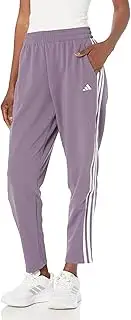 [adidas] Women's Training Essentials 3-Stripes Pants, Shadow Violet/White, Small