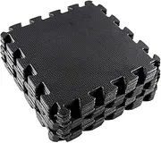 [20PCE] Handy Hardware Black EVA Mat, non-skid textured & shock-absorbing surface, Easy assembly, water-resistant, easy to wash with soap & water (29cm x 29cm) Cover 18 Square feet