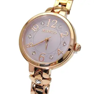 【MANGO】MA6666L-PE-H 手環造型 藍寶石鏡面 數字 鋼錶帶女錶 粉/玫瑰金 28mm