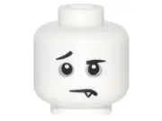 LEGO - Minifig, Head, Dark Gray Eye Circles, Downturned Mouth w/ Fang - White