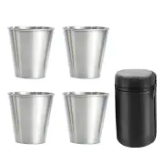 Stainless Steel Shot Cups, Set of 4 Cups, Metal Shot Glasses, Stackable,6688