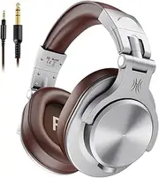 OneOdio A71 Hi-Res Studio Recording Headphones - Wired Over Ear Headphones with SharePort, Professional Monitoring & Mixing Foldable Headphones with Stereo Sound (Silver)