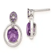 Sterling Silver Amethyst Post Dangle Earrings