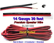 30' ft Red Black 14 Gauge SPEAKER WIRE Cable Home Car Audio Wiring 12V DC Power