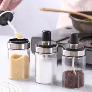 Glass Spice Jars Seasoning Box Condiment Jar With Lids Spoon Kitchen Bottle Set
