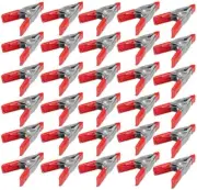 ® 2" Inch Mini Metal Spring Clamps W/Red Rubber Tips Clips (Pack of 30)