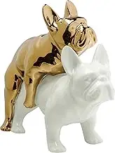 Kare Design Decorative Figure Love Dogs Gold/White, Decorative Figure, Dog Motif, Porcelain, Accessory, Living Room, Decoration for Shelves or Sideboards, Decorative Sculpture, Decoration, 17 x 11 x