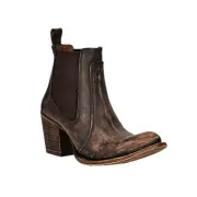 Circle G By Corral® Ladies Distressed Chocolate Elastic Booties Q7021