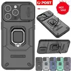 Ring Holder Case For iPhone 16 15 14 Plus 13 Pro Shockproof Sliding Lens Cover