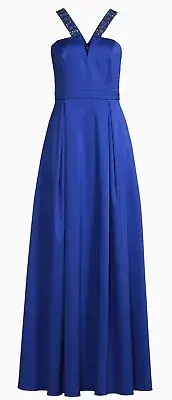 Aidan Mattox V-Neck Mikado Ball Gown. Royal Blue Long Dress. $495 NWT Sz 10
