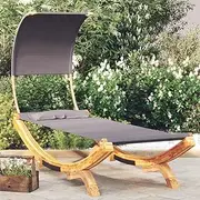 Outdoor Lounge Bed with Canopy 100x200x126 cm Solid Bent Wood Anthracite Garden Beds