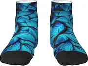 [YANYU] Many Blue Butterfly Print Workout Everyday Socks For Men And Women All Seasons Comfortable Adult Socks