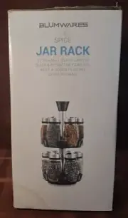 Blumwares Spice Jar Rack • 12 Durable Glass Jars In Carousel • Shake Or Pour