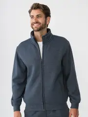 Mens Sherpa Fleece Full Zip Blue