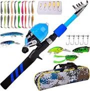 Kids Fishing Pole | Comfortable Portable Telescopic Fishing Tackle Kit - Wear-Resistant Angling Gear, Rod & Reel Combos for Thanksgiving, Christmas