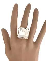 Octagon/Square Bold Clear Crystal Adjustable Big Stretchable Solitaire Ring