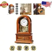 Captivating Ash Wood Anniversary Clock with Silent Mechanism & Storage Drawer