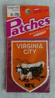Vintage iron on colour cloth Badge/Patch Virginia City Nevada USA