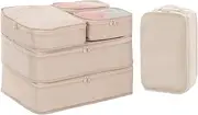 JOVALA Travel Packing Cubes 6 PCS Set Compression Cubes Luggage Suitcase Organisers Bags Pouch Clothing Sorting Packages Lightweight Travel Essentials (Beige)