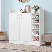 ALFORDSON Shoe Cabinet 21 Pairs Shoes Storage Rack Adjustable Cabinets Organiser Drawer Shelf with 9 Shelves and Anti-tip Kit, Wooden Home Furniture for Living Room, Entryway, Hallway, 85cm White