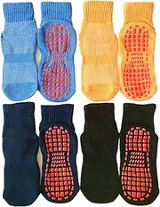 [NANQUAN] Leeshow 4Pairs Non Slip Trampoline Socks for Kids, Anti Skid Gripy Floor Socks for Exercises, Gym, Yoga and Pilates, Purple, 2-5years