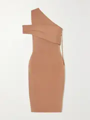 [AZ FACTORY] AZ FACTORY - Mybody One-shoulder Ribbed Stretch-knit Midi Dress - Beige - L L Neutrals