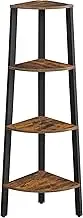 VASAGLE Corner Shelf Stand, 4-Tier Corner Bookshelf, Industrial Corner Ladder Shelf, Plant Stand Display Shelf for Living Room, Office, Kitchen, Rustic Brown and Black ULLS34X