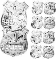 JUMPLAWN 10pcs Lifelike Police Badge Brooch Police Cosplay Badges for Parties Halloween and Role Play Decorations
