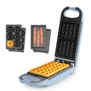 ® Swap & Flip Waffle Maker with Removable Plates: 3-in-1 Panini Press, Mini D...