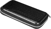 [Loboo Idea] Carbon Fiber Portable Zip Business Wallet Card Holder Pouch 21x11x3.5cm for Men and Women (Black)