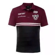 Manly Sea Eagles NRL Mens Black Polo Shirt Sizes S-7XL