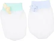 [GLSTOY] 2Pairs Scratch Ice Silk Mittens Comfortable Hand Protectors for Newborns Elastic Design Prevent Scratching Chewing for Shower