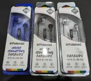 Polaroid Noise Isolating Earbuds: In-Line Mic: Extra EARTIPS: 3 Colors : New