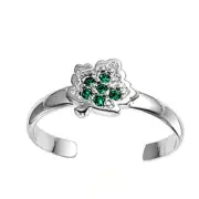 Leaf Simulated Green .925 Sterling Silver Toe Ring