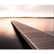 Wooden Pier On Sunrise View Print 100% Australian Made 150 x 100cm (Stretched)