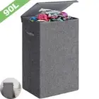 90L Large Laundry Baskets Washing Clothes Storage Folding Basket Bin Hamper Lid.