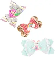 Abaodam 3Pcs Back to School Girl Bow Hair Clips Fashionable Hair Accessories for Comfortable Material Birthday and Holiday present for Various Outfits