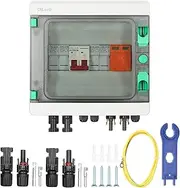 PV Combiner Box, 2 in 1 Out PV Combiner Box, 500V 32A Circuit Breaker with Surge Protector and PV Fuse 2 String Outdoor Waterproof Plastic Distribution Box