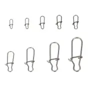 100pcs/set Fishing Snap Stainless Steel Fishing Swivel Snaps Size 0#-8#