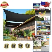 Luxurious Outdoor 8' x 15' Black Sun Shade Sail - Heavy Duty & Water Permeable