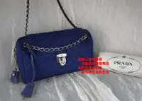 在飛比找Yahoo!奇摩拍賣優惠-優買二手名牌店 PRADA BR4965 寶藍色 帆布 銀鍊