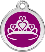 Red Dingo Enamel Crown Tag Purple - Lifetime Guarantee - Cat, Dog, Pet ID Tag En
