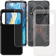 BMPNLSZ Black + Transparent Cover for Cubot Kingkong Power 5 + HD Tempered Glass, Silicone Shell TPU Protective Back Case - Scratch Screen Protector for Cubot Kingkong Power 5